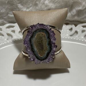 Purple Geode Silver Bracelet